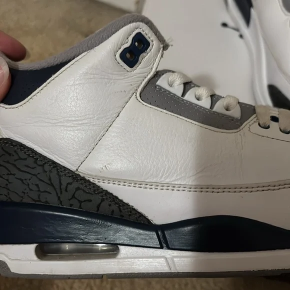 Jordan White and midnight navy Retro Sneakers - Picture 5 of 9